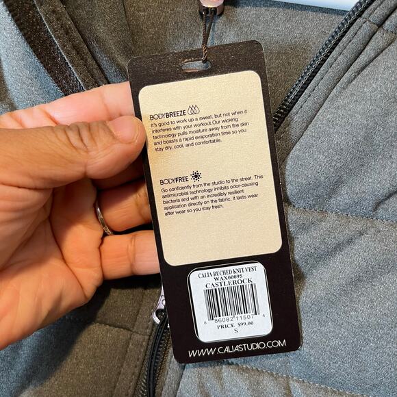 Calia Ruched Knit Vest Castlerock Gray Size Small New - Picture 6 of 7